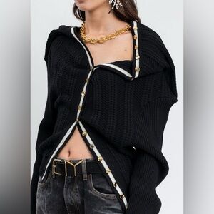 Y/Project Black Classic Ruffle Necklace Cardigan